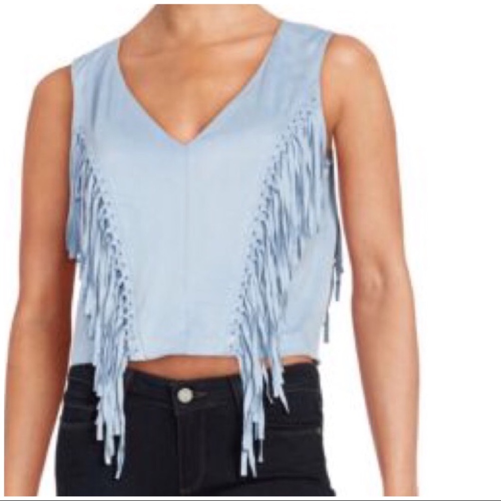 Design Lab Blue Fringe Top - Picture 4 of 4